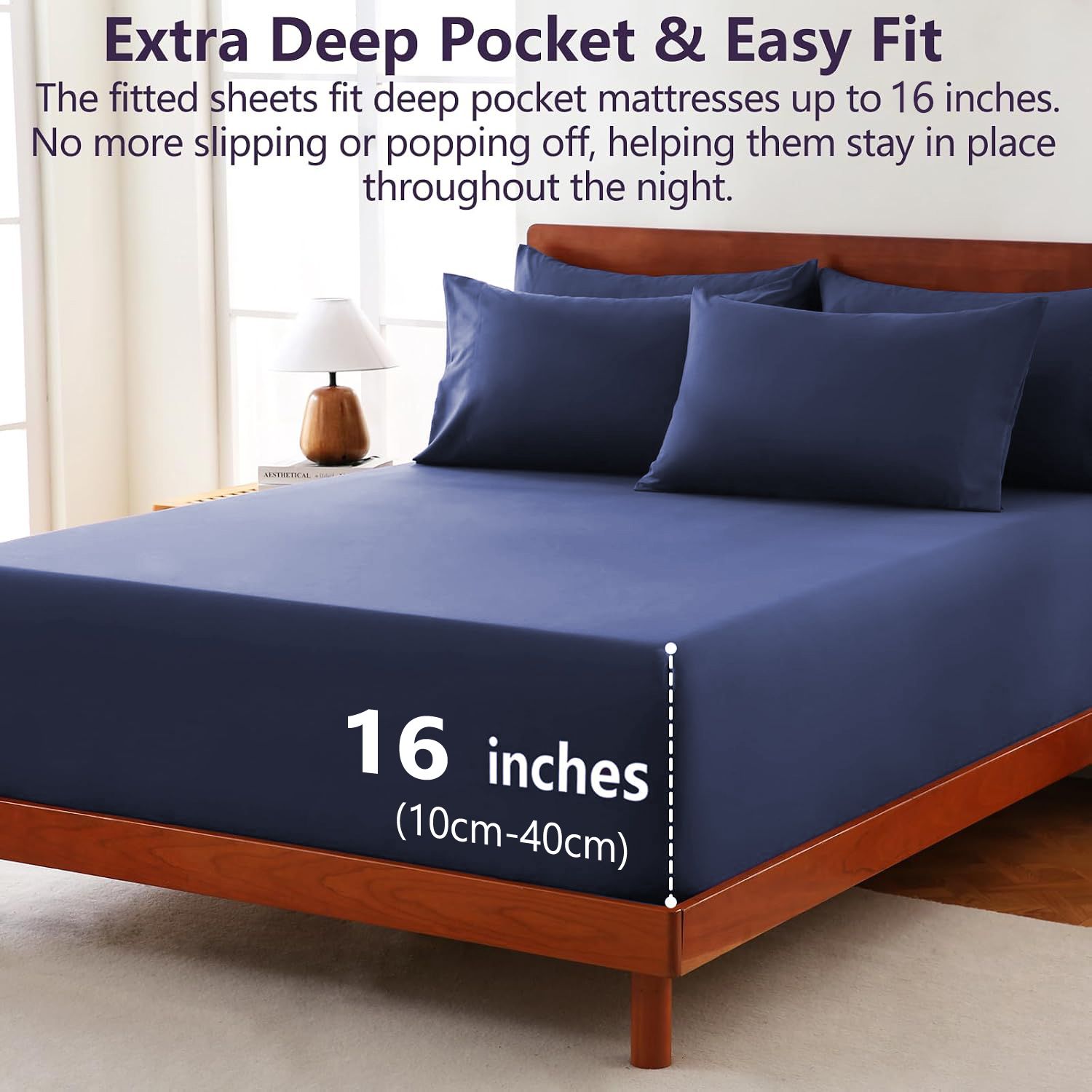 Hotel Soft Bed Sheet Set- Bedding Sheets & Pillowcases -Breathable Bedding - Wrinkle, Fade, Stain Resistant-Deep Pocket Flat Fitted Bed Sheet — image 2