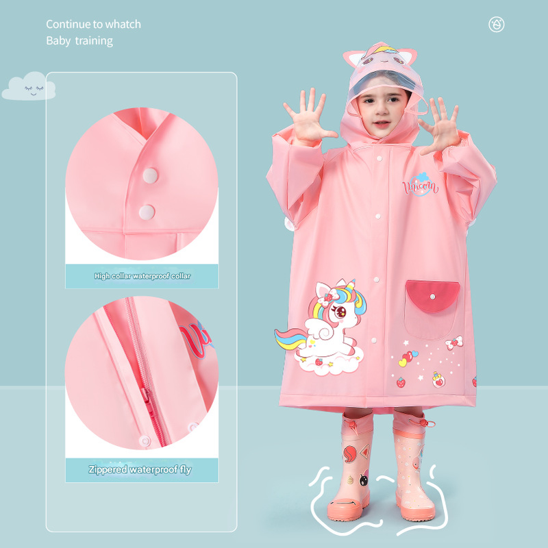 Blue astronaut Kids Waterproof Raincoat with Expandable Backpack Slot Hooded Rain Jacket for Boys & Girls School & Outdoor(size:L) — image 3