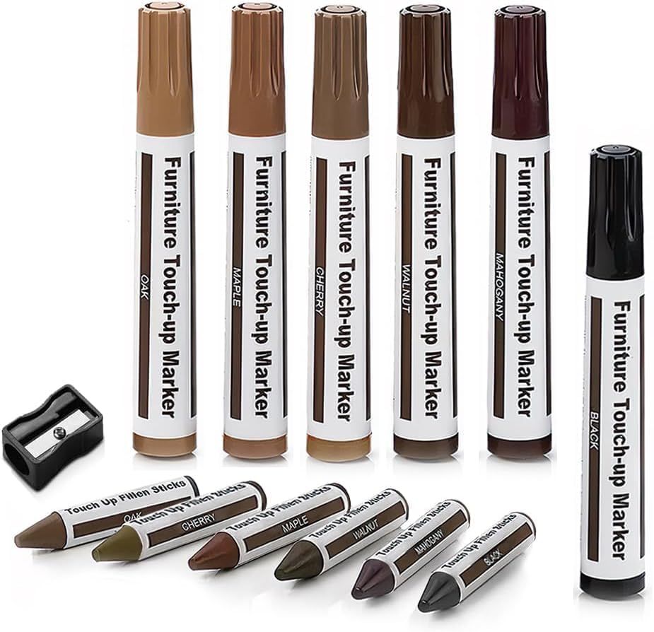 Wooden urniture loor Scratch Repair Markers and Wax Sticks or Stains, Scratches, Wood loors, Tables, Desks, Carpenters, Bedposts, Touch Ups, and Cover Ups (Set