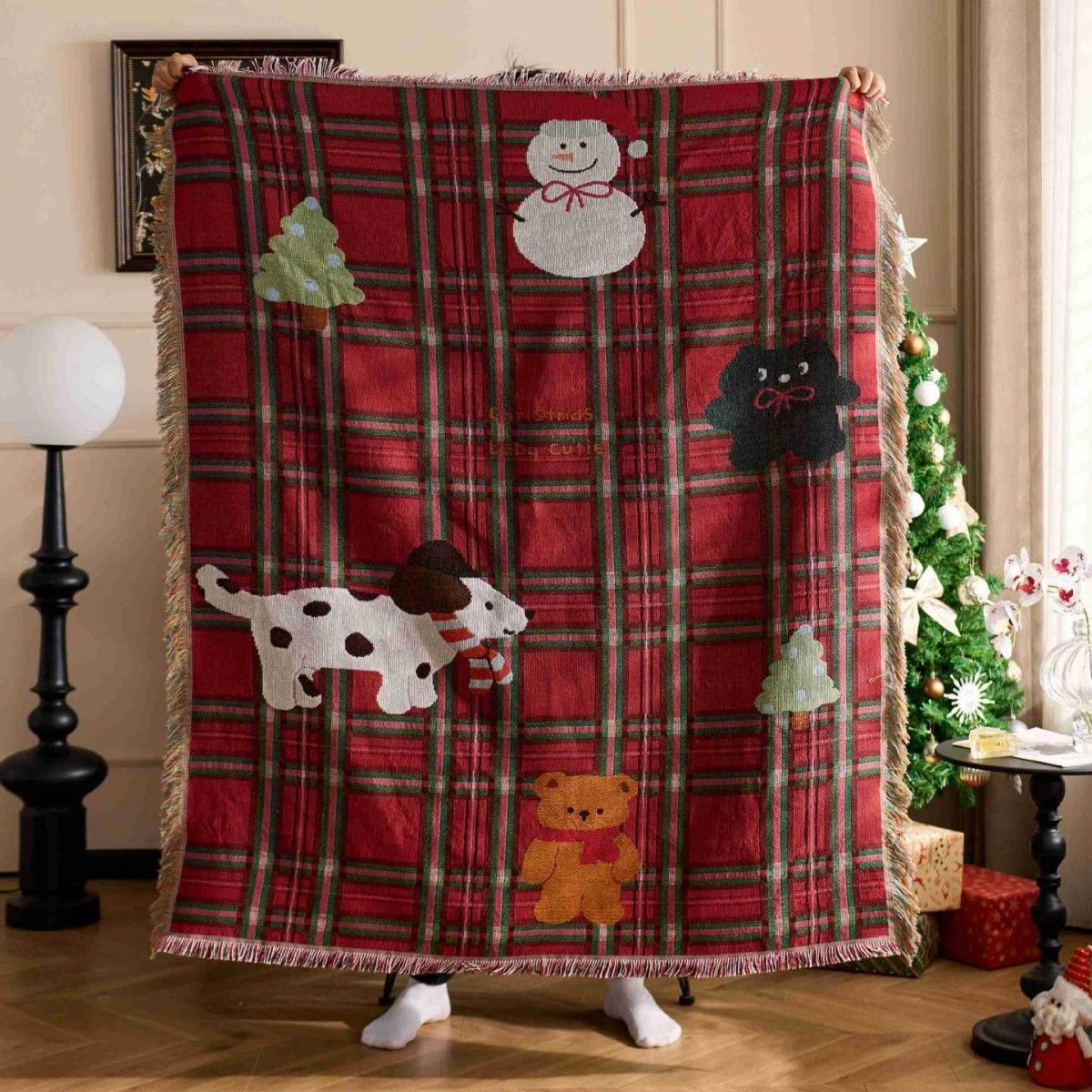 Soft Home Rest Throw Blanket, Christmas & Halloween Themed Decor Tapestry, Comfortable Lunch Break Blanket, Fairy‑tale Cat Swirl Print, 157x130cm