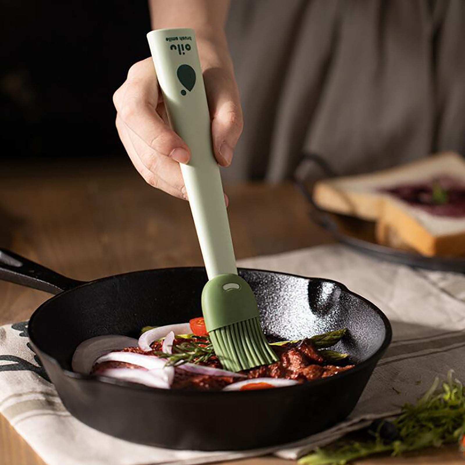 Silicone Oil Brush ! Food Grade Silicone Brush Oil Brush Kitchen Pancake Oil Brush Household High Tem, Kitchen Fat Brush Promotion Include 1*Baking and โ image 2