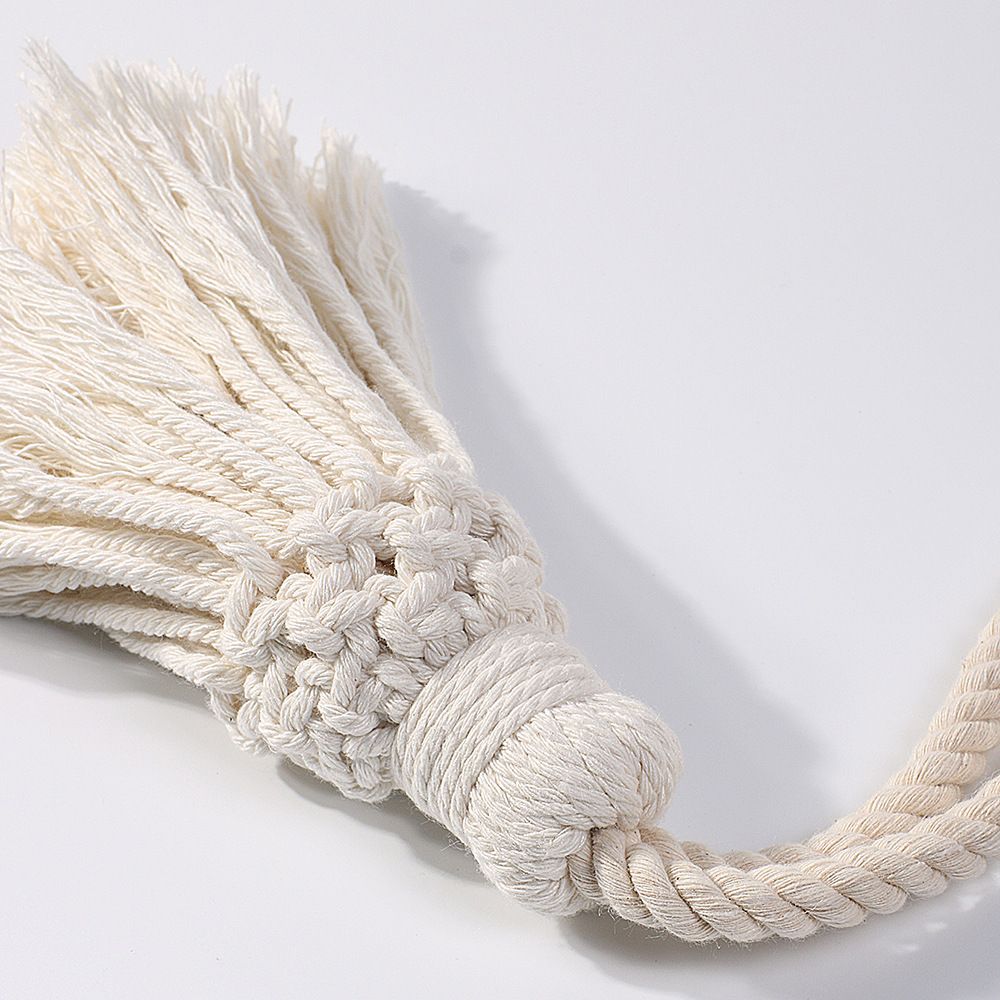 4pcs Curtain Ties, Boho Curtain Tiebacks, Cotton Rope Hand Woven Curtain Ties,Curtain Tie Backs for Home Office Living Room Bedroom Decor (white) โ image 4