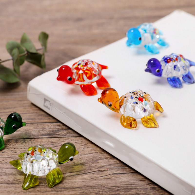 6PCS Handmade Tiny Turtle Hand Blown Glass Ornaments Gifts Decor Collectible Figurine Gardens(Turtle) โ image 2