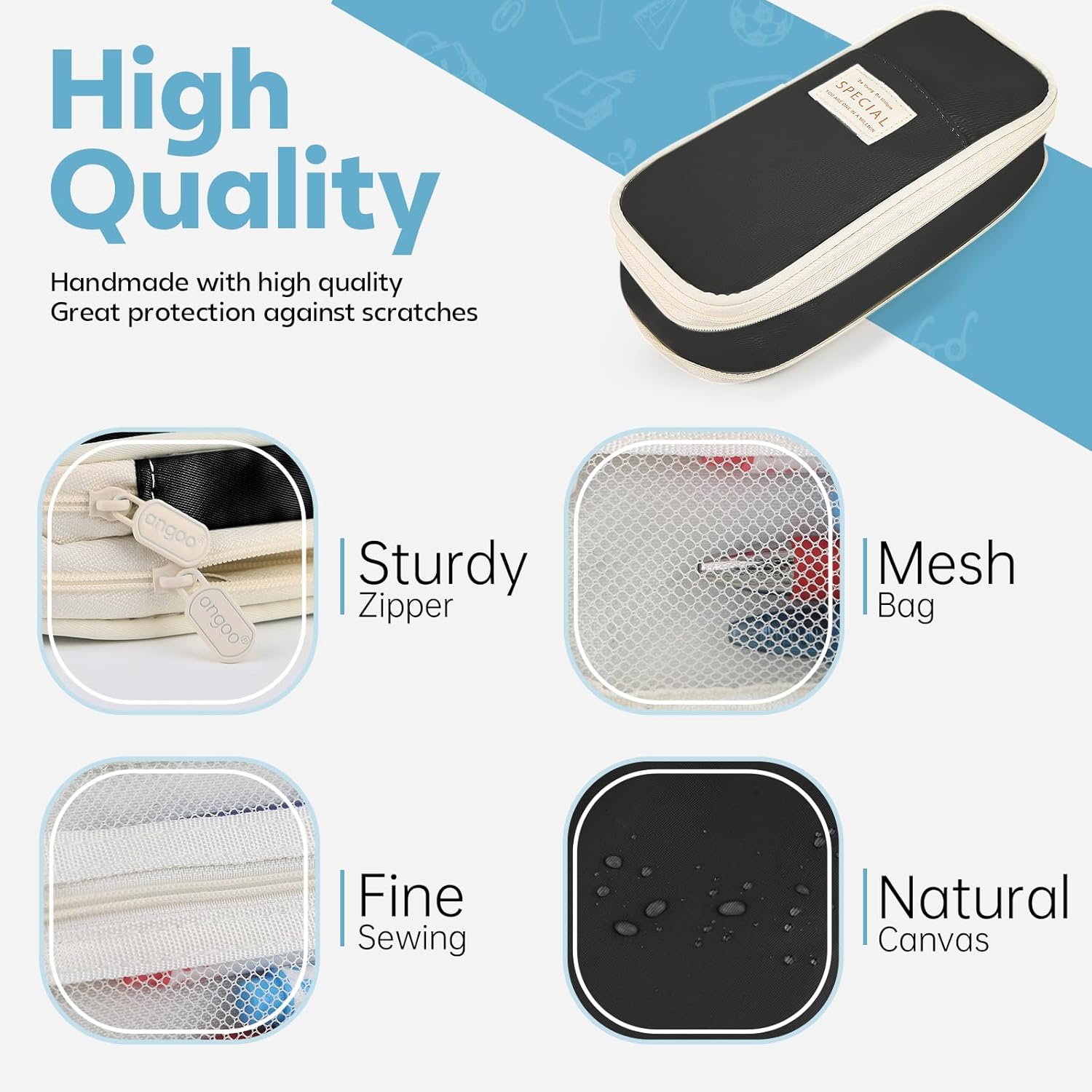 Pencil Case, Large Capacity Aesthetic Pen Cases with Durable Zipper, Big Stationery Pencil Pouch for Women & Men — image 3