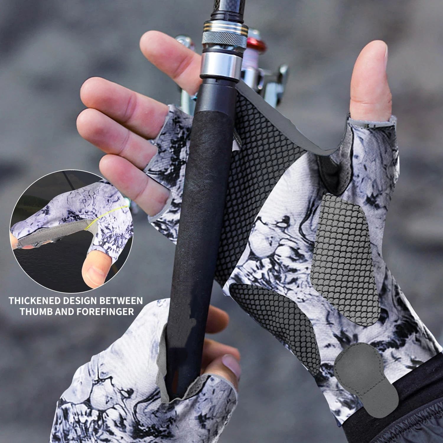 Sun Gloves Fishing Gloves, Fingerless Sun Protection UV Protection Fishing Gloves Men/Women for Kayaking, Hiking, Paddling, Driving(L) — image 3