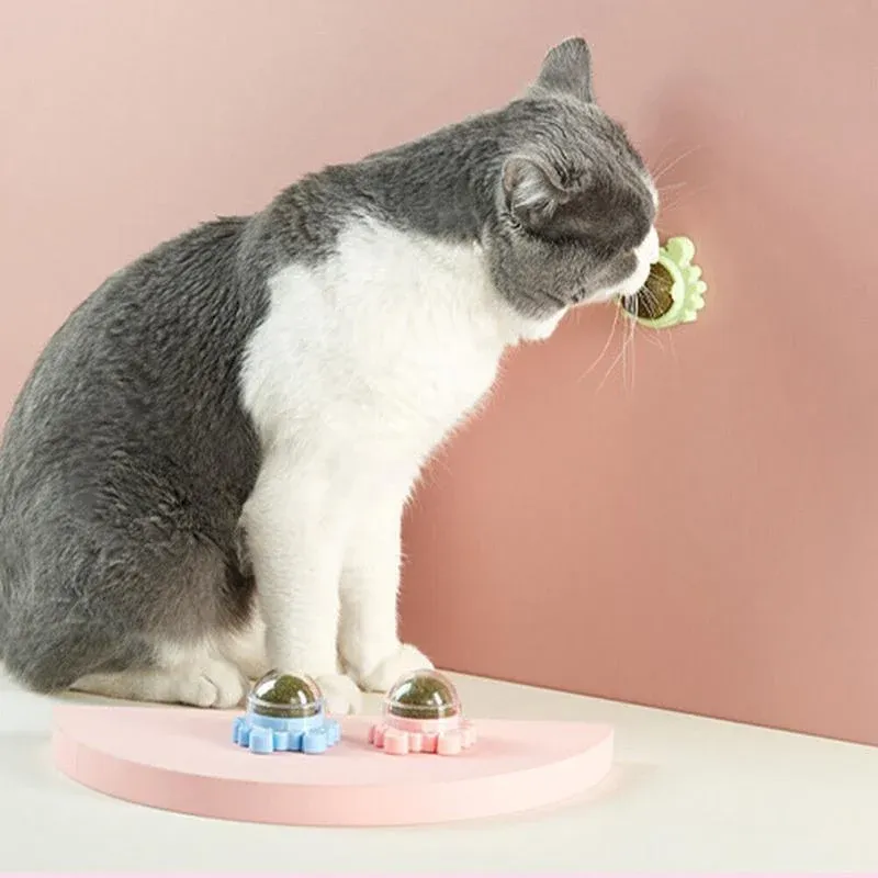 2PCS Rotatable Catnip Mint Ball Cat Treat Toys Licking Snack Cat Molar - Green — image 5