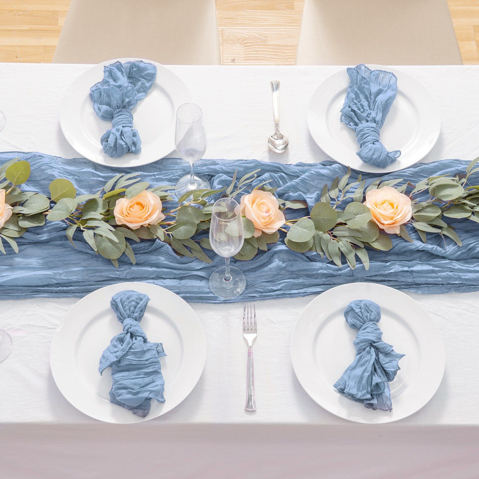 Pleated Cheese Cloth Table Flag Foldable Table Runner for Dining Table โ image 3