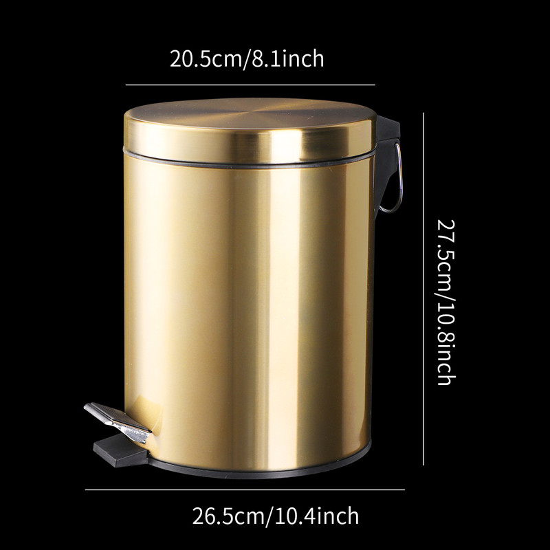 5L Stainless Steel Round Trash Can With Lid And Foot Pedal for Household Kitchen Hotel-Champagne Gold โ image 4