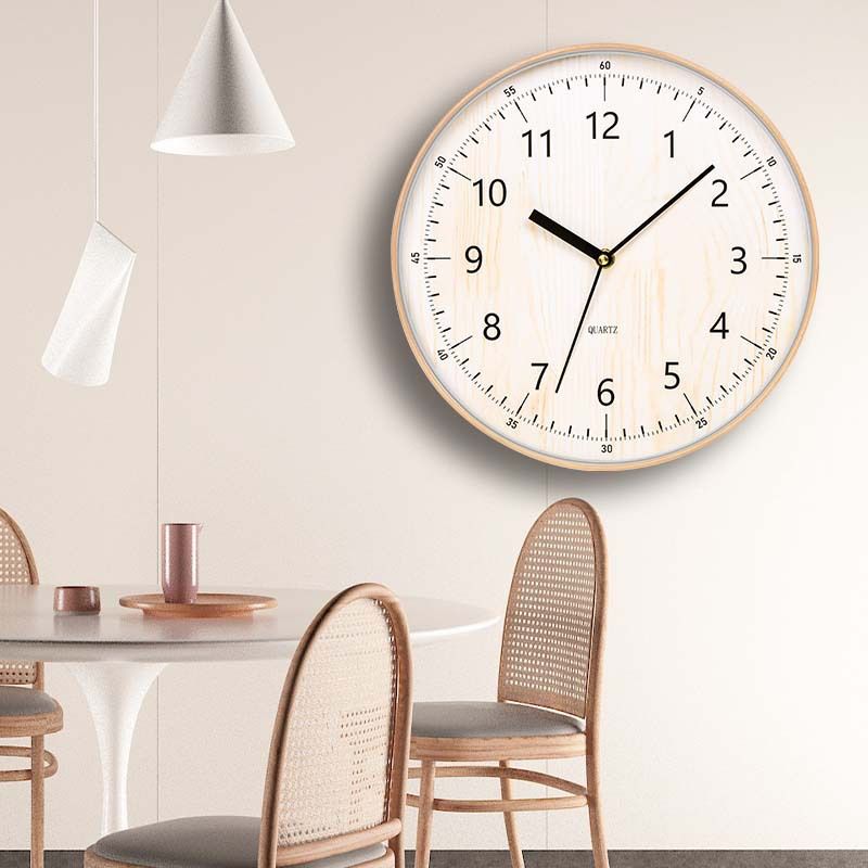 Creative Fashion Minimalist Punch-Free Wall Clock, Living Room Dining Room Bedroom Fresh Home Mute Wall Clock(Off White,12 inch) — image 4