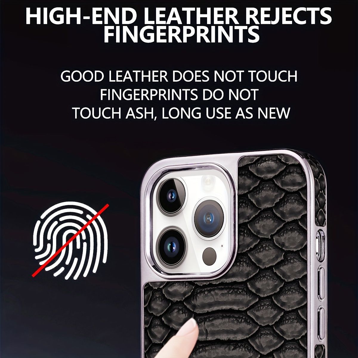 snake-pattern leather phone case, fingerprint-resistant phone case, high-end leather phone case, stylish phone case, durable phone case, Australia β image 2