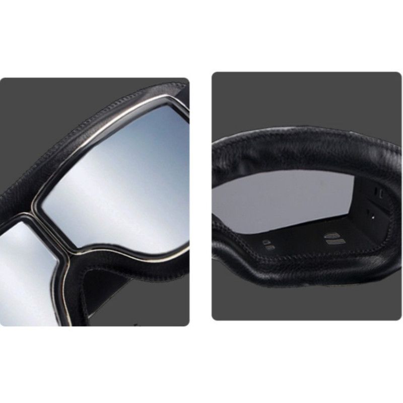 Vintage Harley Motorcycle Riding Goggles, Windproof Eyewear for Electric Bikes & Off-Road—Black Frame, Silver Lenses — image 3