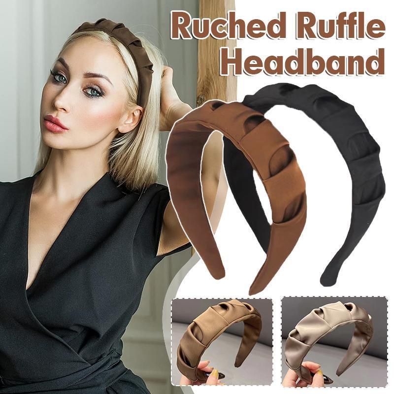 Women Headband Hairband Ruched Ruffle Headband Headwear Hair Band Hoop Fashion - Champagne โ image 2