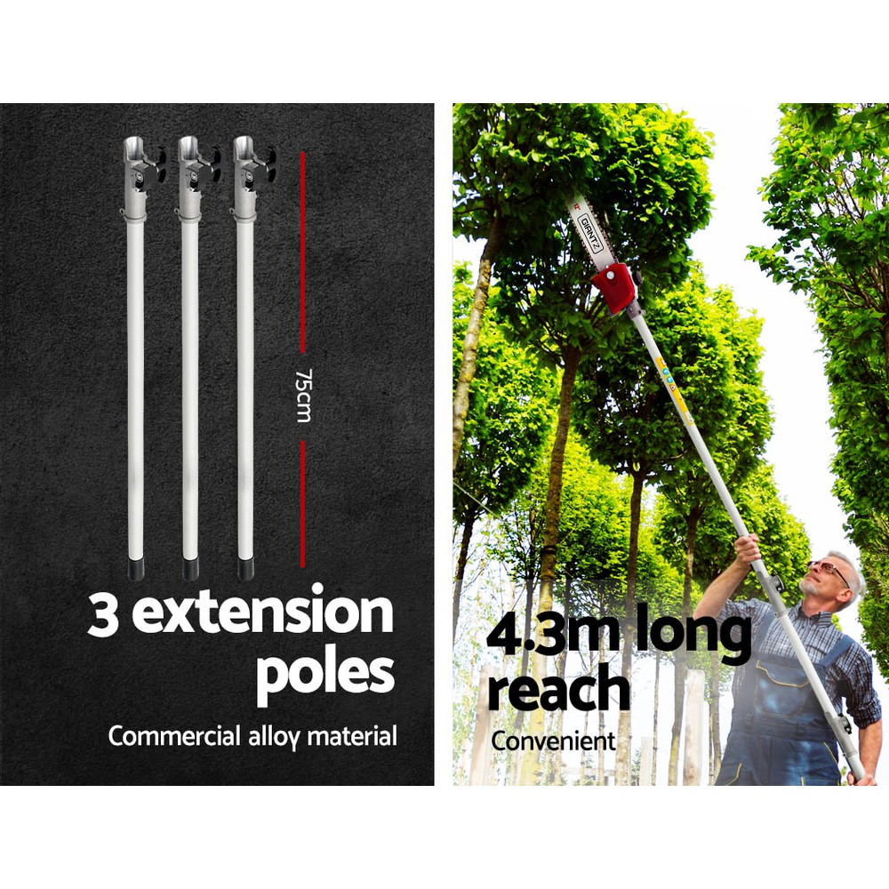 Giantz 31cc Pole Chainsaw 4 Stroke Petrol Tree Pruner Saw 12 Inch Bar Long Reach โ image 5
