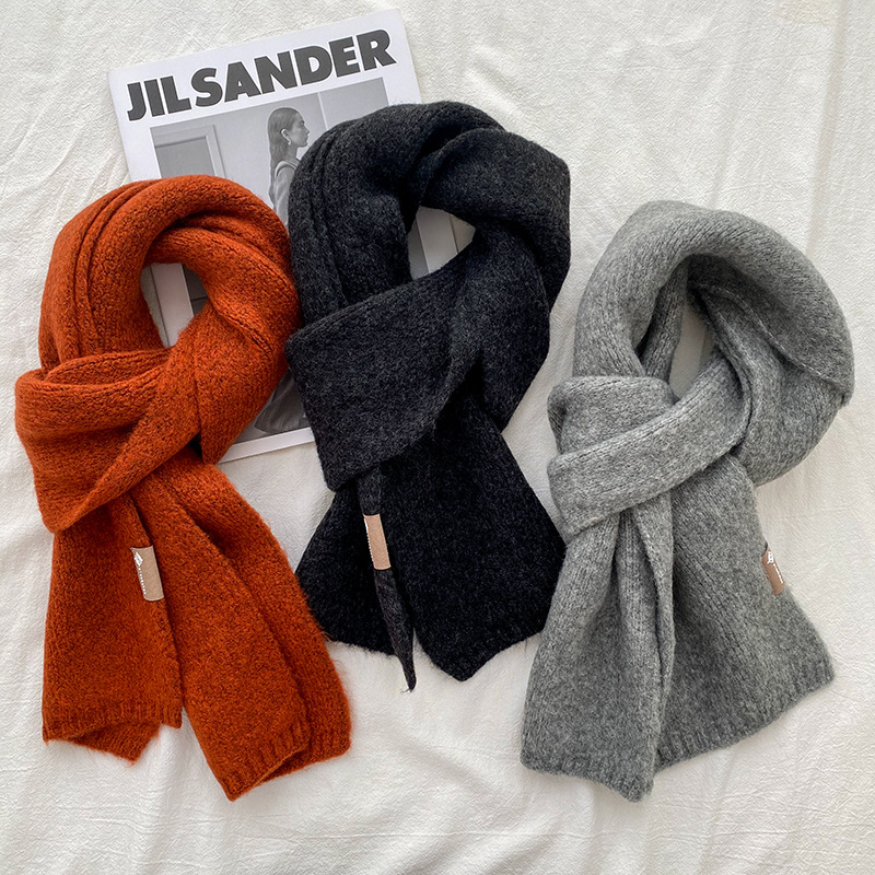 Orange Luxuriously Soft Wool Blend Knit Scarf - Cozy Warm Solid Colour Unisex Winter Essential — image 3