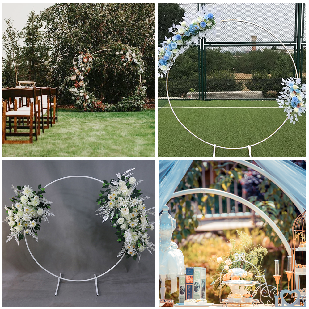 2M White Wedding Hoop Arch Metal Flower Ring Display Frame Balloon Circle Rack Backdrop for Wedding Birthday Party Garden Ceremony Decoration — image 5