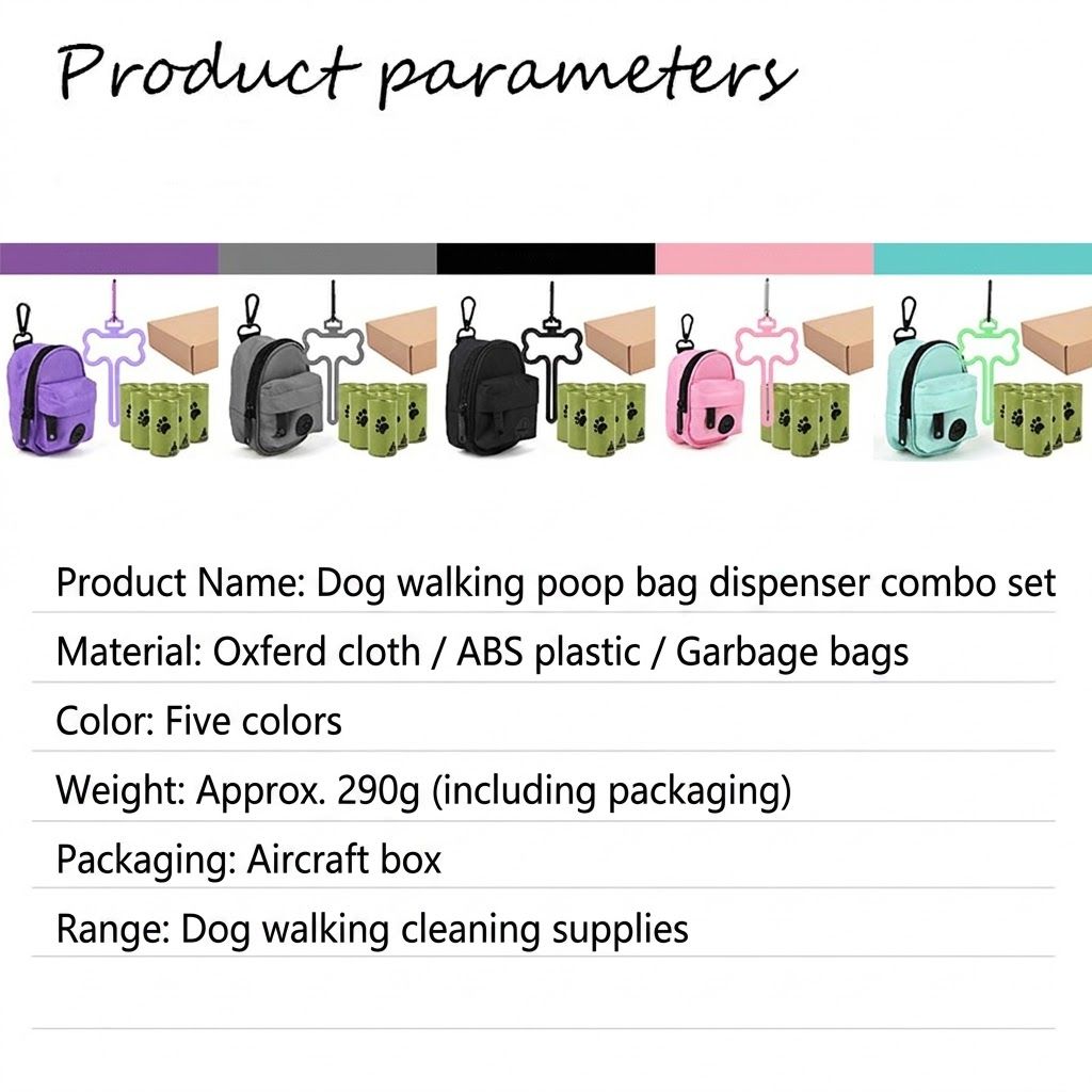 Carry Your Pup’s Mess in Style with a Durable Oxford Fabric Poop Bag Dispenser Set, Featuring a Bone-Shaped Hook, Carabiner Clip, and Six Refill Rolls of — image 4