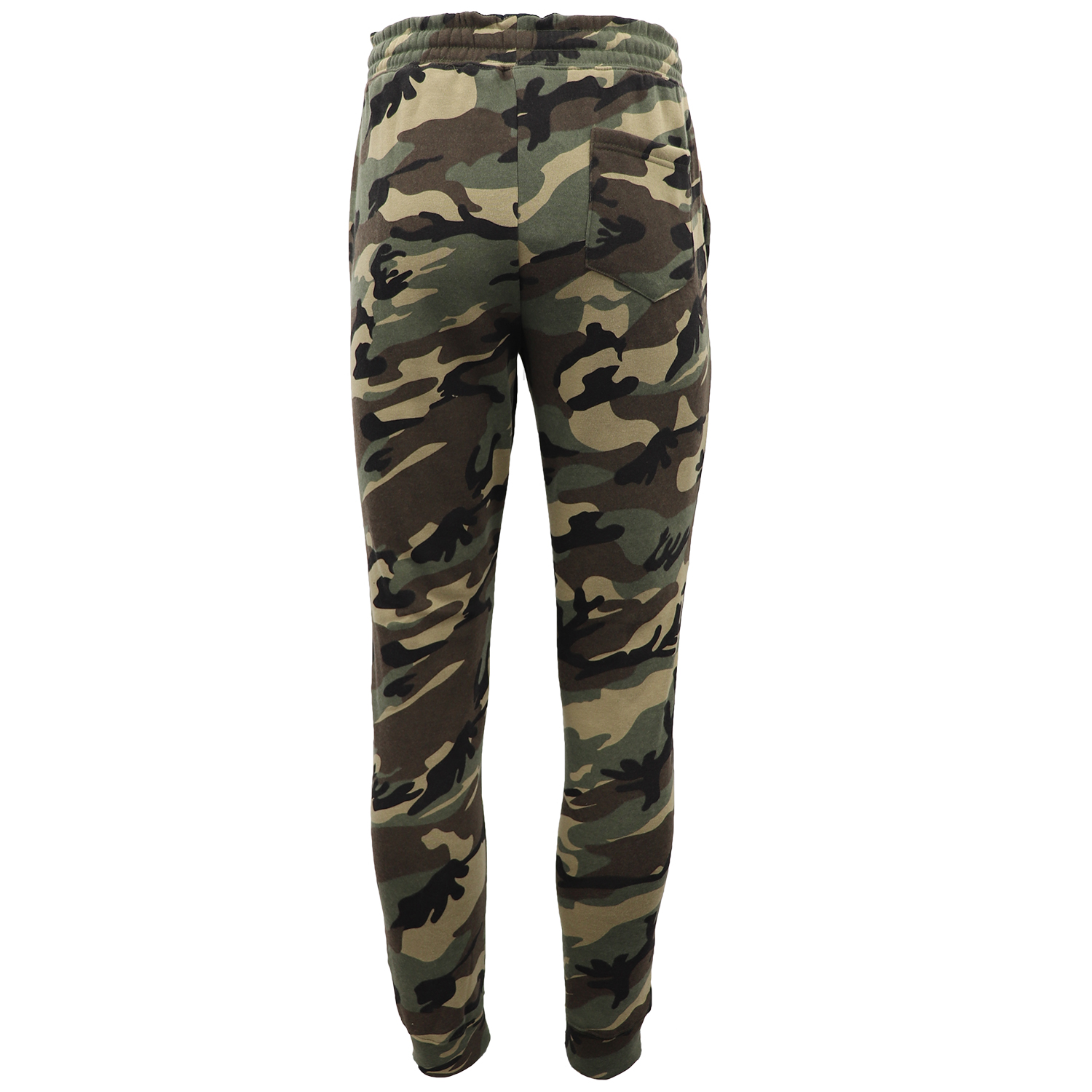 Men's Fleece Track Pants Military Camouflage Tactical Gym Trousers w Cuffed Hem, Green Camo, S โ image 2