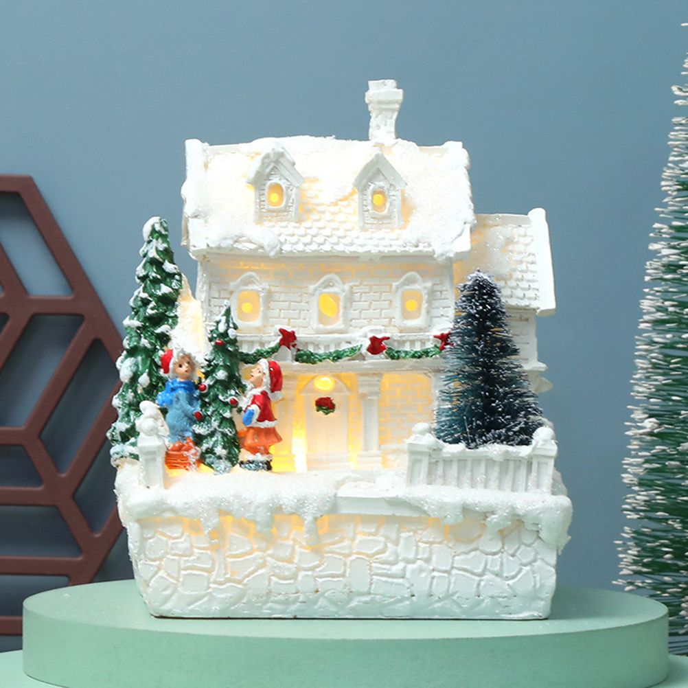 Christmas Village Ornament LED Lighted Christmas Village Houses with Figurines Christmas Village Decoration Indoor Room Decor — image 6