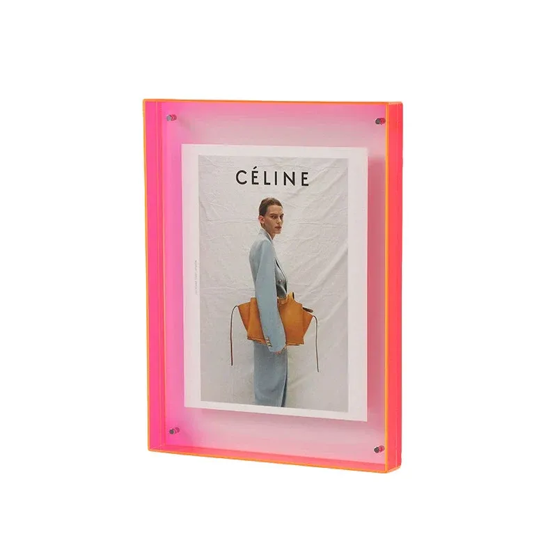 Acrylic Photo Frame Double-Sided Clear Display with Screw Mount โ 16x21cm - Red