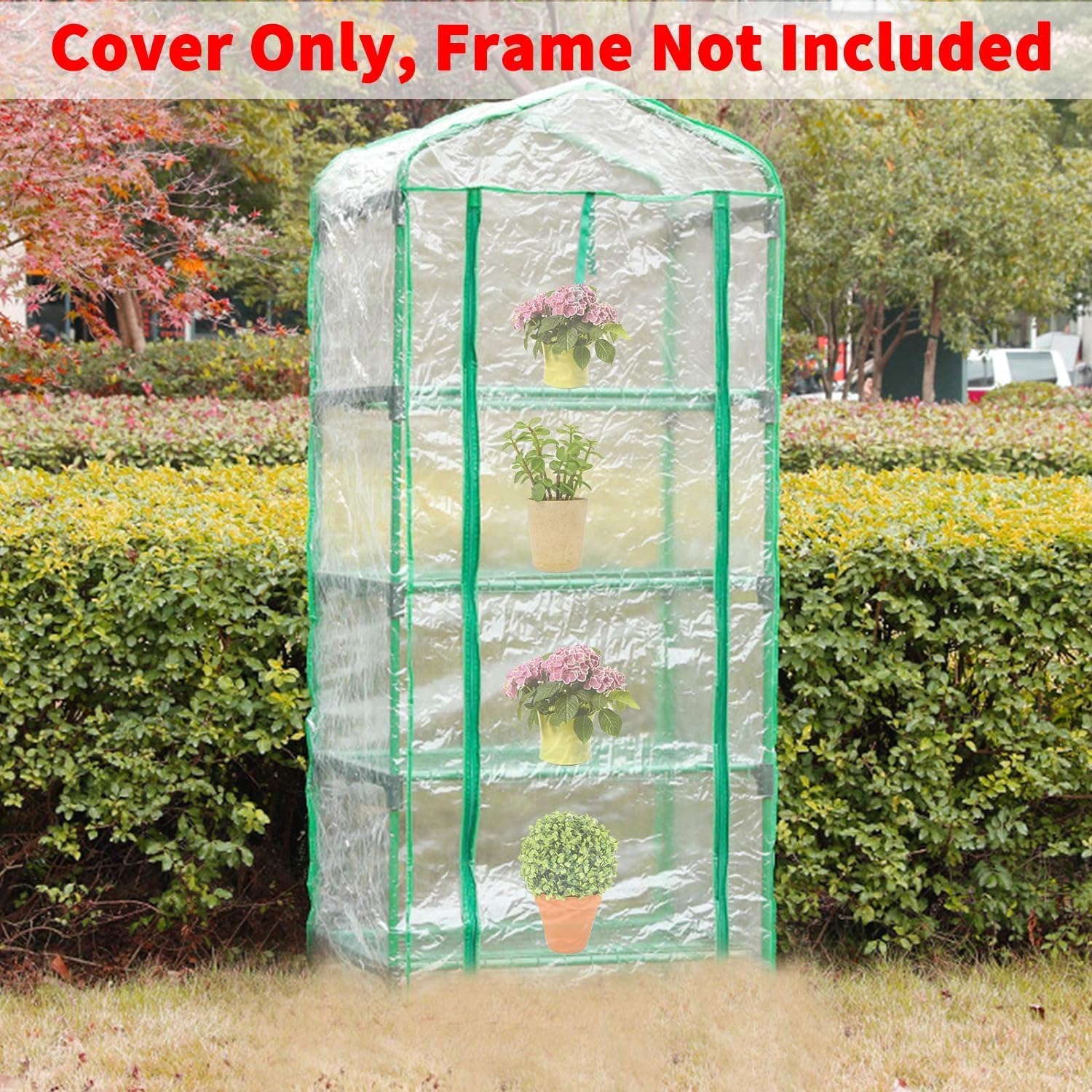 2 Pcs 4 Tier Greenhouse Replacement Cover- 27 x 19 x 63 Inch Clear PVC Plant Greenhouse Cover with Roll-Up Zipper Door for Gardening Plants Flowers (Frame Not — image 6