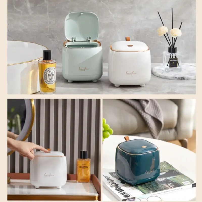 Light green Press-Type Trash Bag Bin, Luxury Waste Bin, Car/Home/Office/Desktop/Dining Table Storage Cylinder Trash Can, Creative Flip-Top Square Storage Box โ image 3