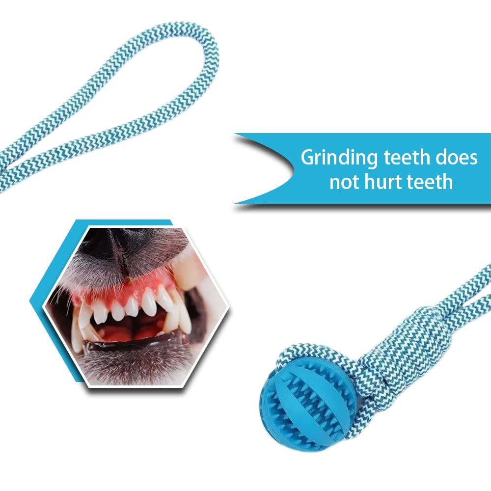 Dog Rope Ball Bite Resistance Training Ball Dog Toy with Rope Interesting Dog for Molar Teeth Cleaning Boredom Relieving(Blue) — image 3