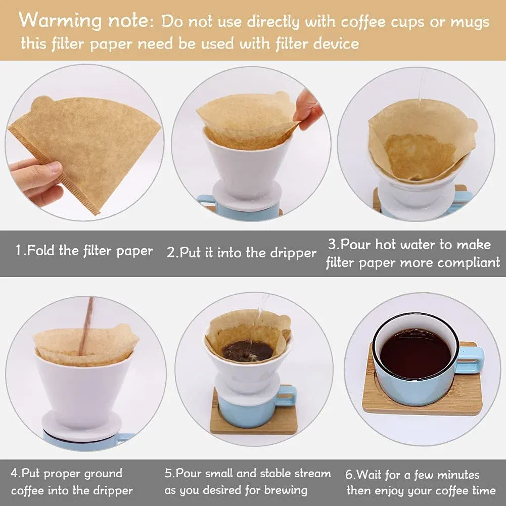 Size 01 Coffee Filters, 200 Count Natural Paper Cone Filters for Pour Over, 1-2 Cup Brown — image 5