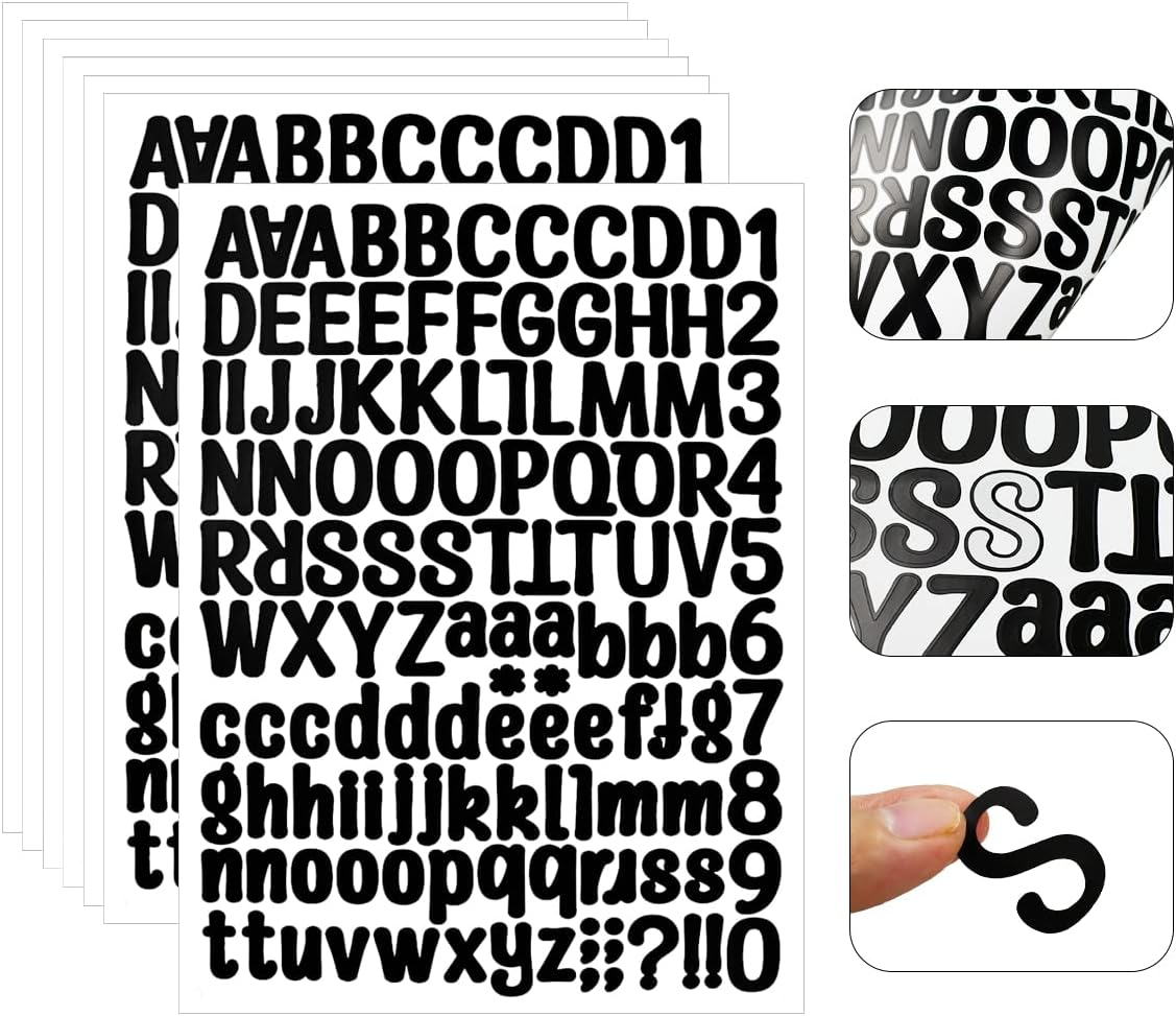 1260 Pieces 10 Sheets A4 Vinyl Letter Sticker, Self Adhesive Letters Numbers Mailbox Numbers Sticker for Signs, Window, Mailbox, Door (Black,1 Inch) — image 3