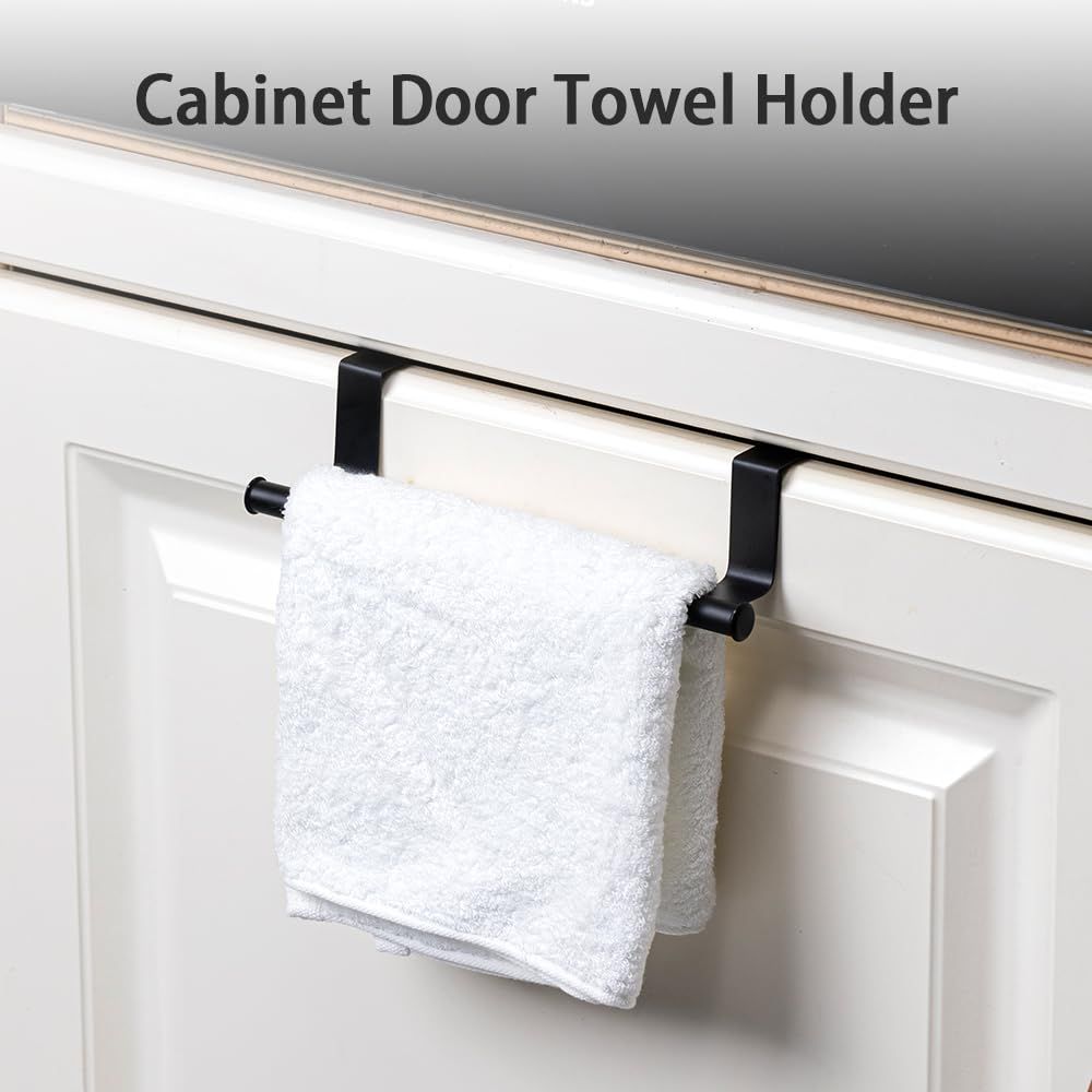 Stainless Steel Over Cabinet Towel Bar, Over The Door Towel Rack, Kitchen Over Door Towel Holder, 2-Pack, Black โ image 5