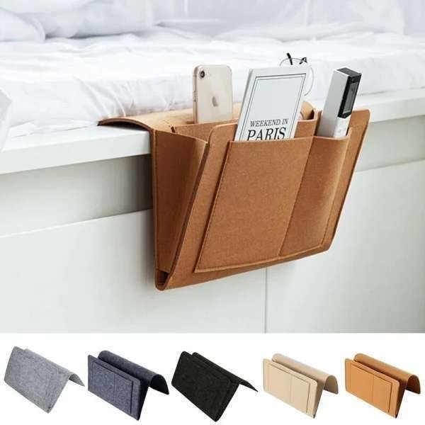 Felt Storage Bag Pouch Bed Home Organizer, Light Grey