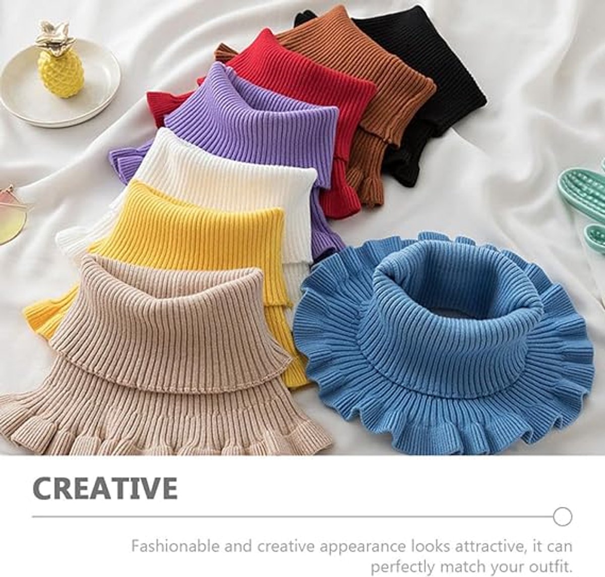 Neck Warmer - Faux Turtleneck - Knitted Warm Neck Warmer - Wearable for Everyday Use - Winter Essential for Women (White) — image 4