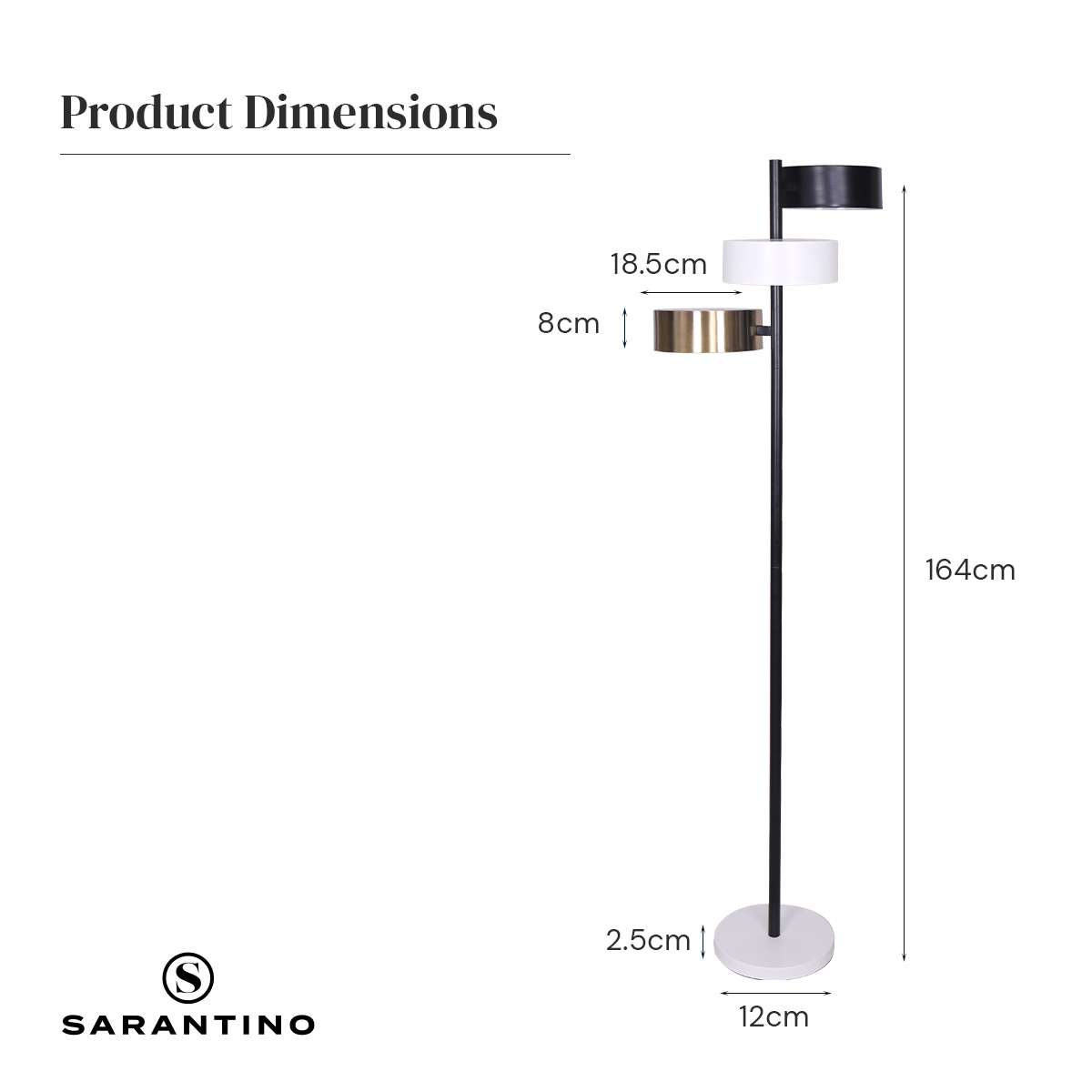 Sarantino Metal Floor Lamp with 3 Swirl Shades โ image 6