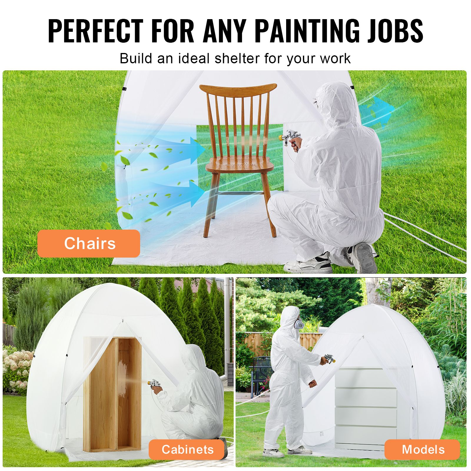 Spray Paint Shelter, 60 x 70 in Pop-Up Portable Spray Paint Tent with Built-In Floor, Exhaust Window and Storage Bag, Foldable Paint Booth for Furniture, DIY โ image 6
