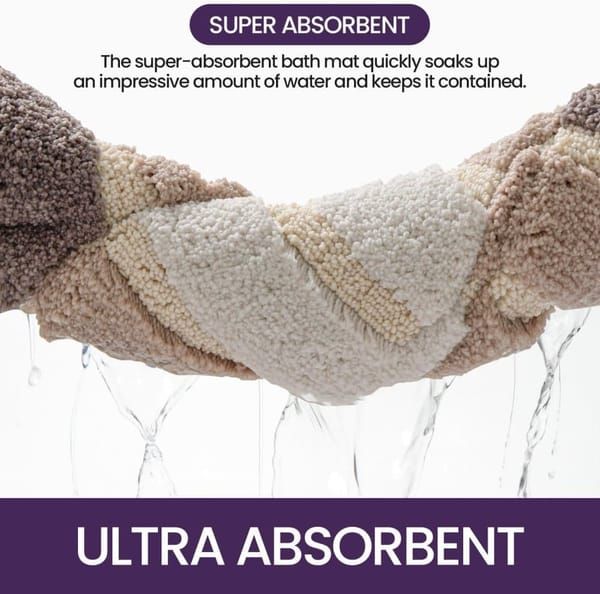 Gradient Striped Plush Bath Mat, Absorbent Quick‑Dry Non‑Slip Bathroom Rug for Home Entrance Bedroom — image 2