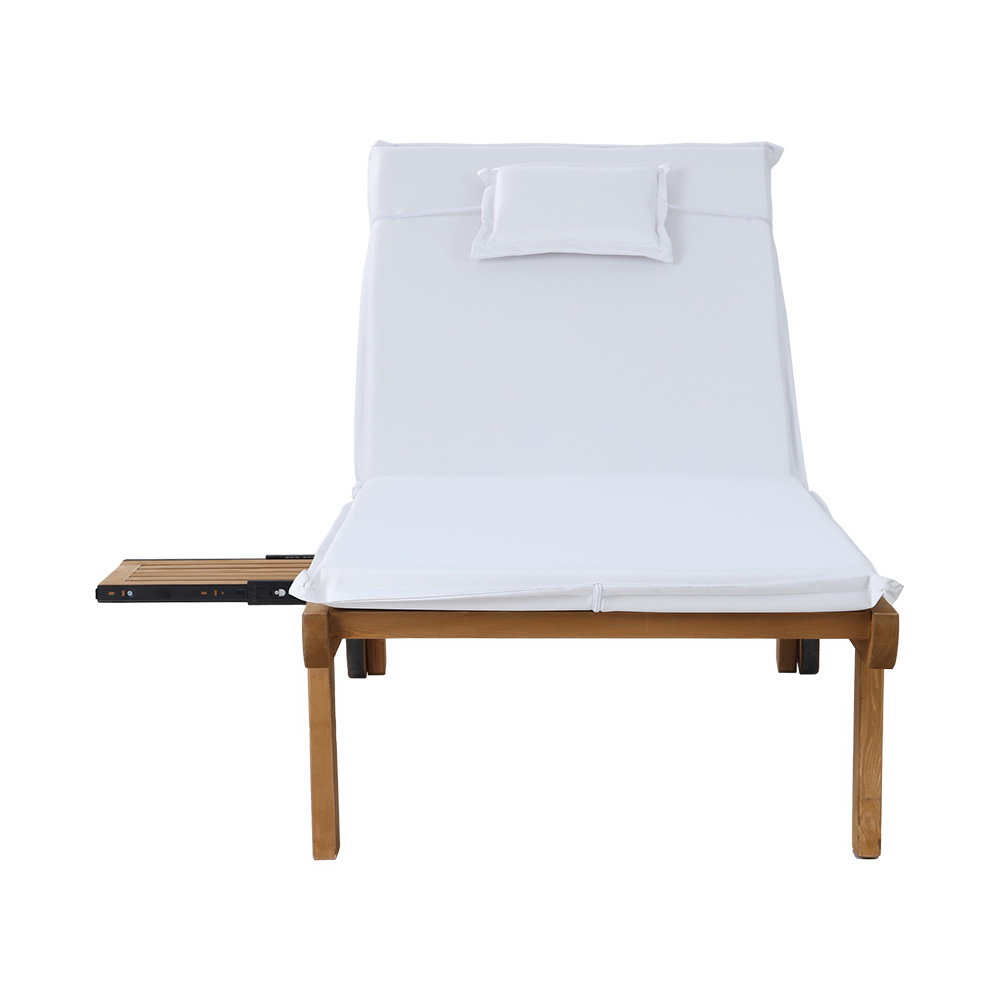 Gardeon 2x Sun Lounge Wooden Lounger Outdoor Furniture Day Bed Wheel Patio White โ image 3