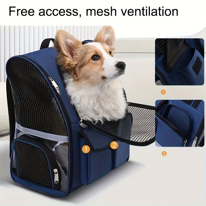 Dog Carrier Backpack Pet Transport Bag Travel Accessory For Dogs Dog Supplies - Blue - Size routine — image 2