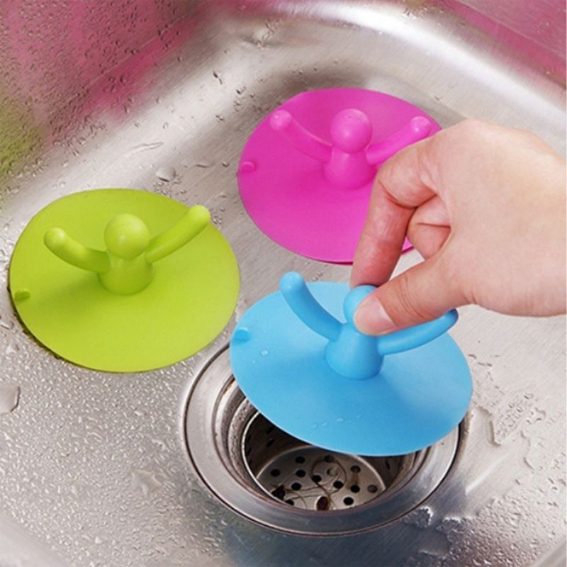 3 Pack Cute Human-Shaped Floor Drain Plug Household Kitchen Toilet Bathroom Shower Waterproof Silicone Sink Plug Bathtub — image 2