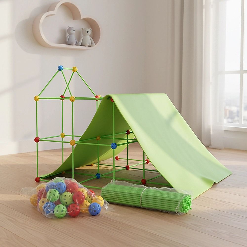 217pcs Kids Construction Fort Building Kit Castles 3D Play House Tent Toys โ image 3