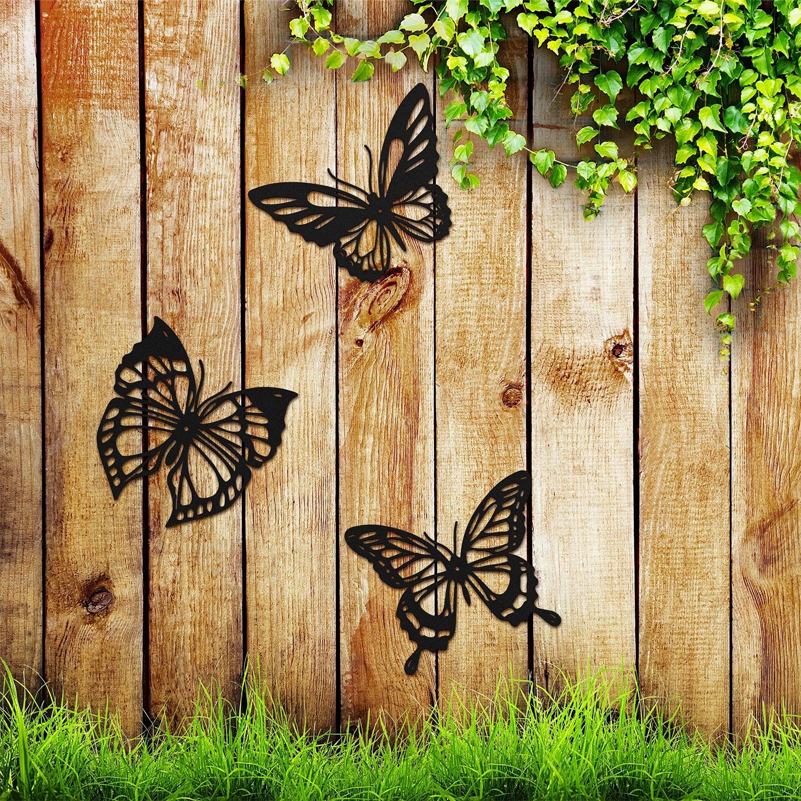 3 Pcs Butterfly Metal Wall Decor Dragonfly Hummingbird Butterfly Metal Wall Art Hanging Wall ustic Home (Black, Graceful Style) โ image 4