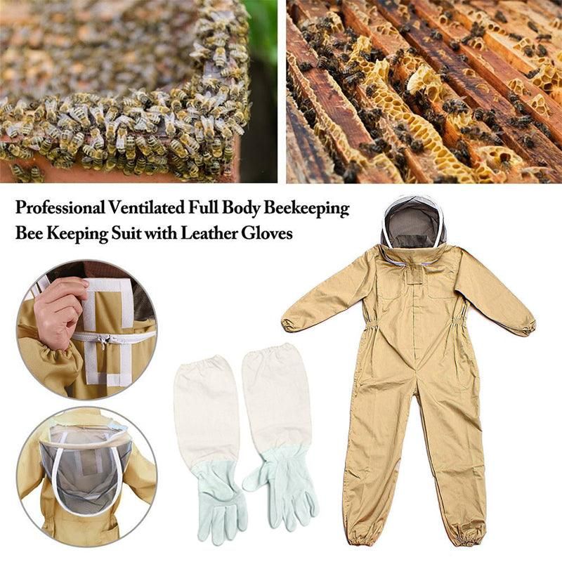 Full Beekeeping Suit Bee Suit Heavy Duty Leather Ventilated Keeping Gloves - XL with Gloves — image 6