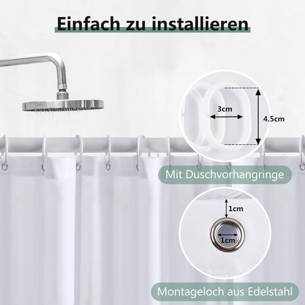 Waterproof PEVA Shower Curtain 72x72 inches, Mildew Resistant Quick-Drying Bathroom Divider, Colorfast, White — image 5