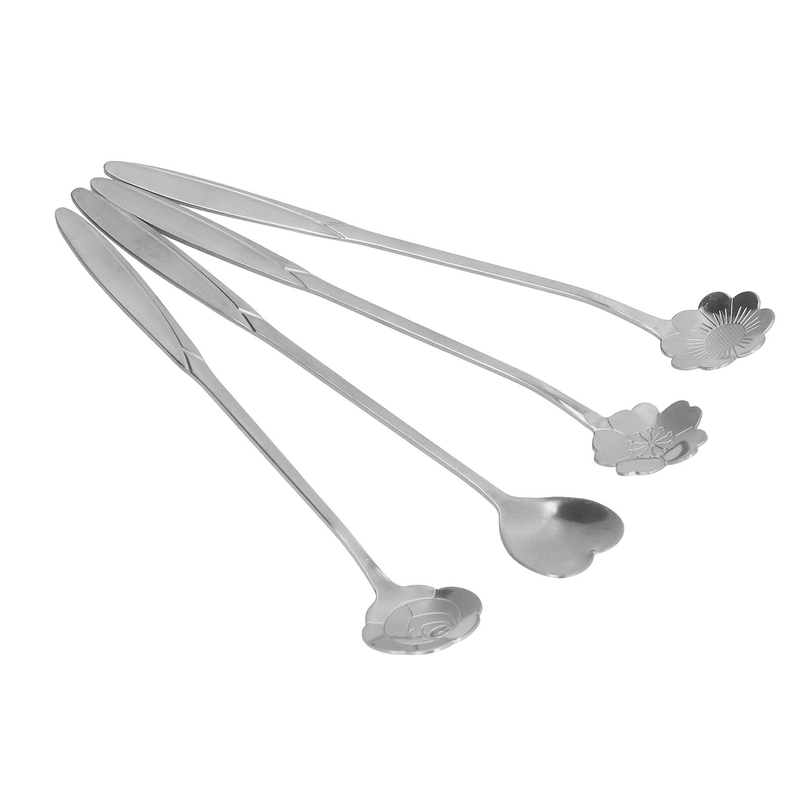 4PCS Mixing Spoon Flower Heart Shaped Coffee Spoon Stainless Steel Desert Scoop Ice Tea SpoonSilver โ image 5
