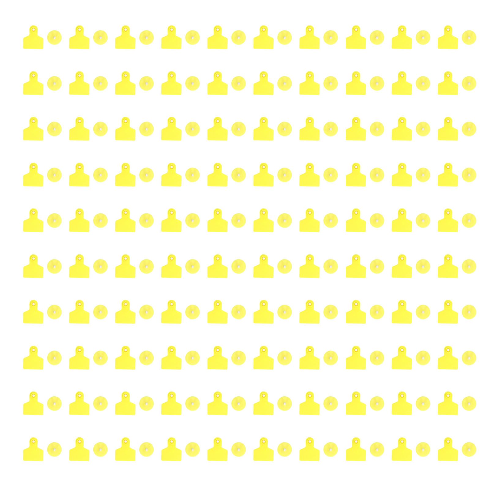 100 Sets Livestock Ear Tags Yellow Strong Plastic Easy to Use Blank Cattle Ear Tags for Cow Sheep Pig Farm
