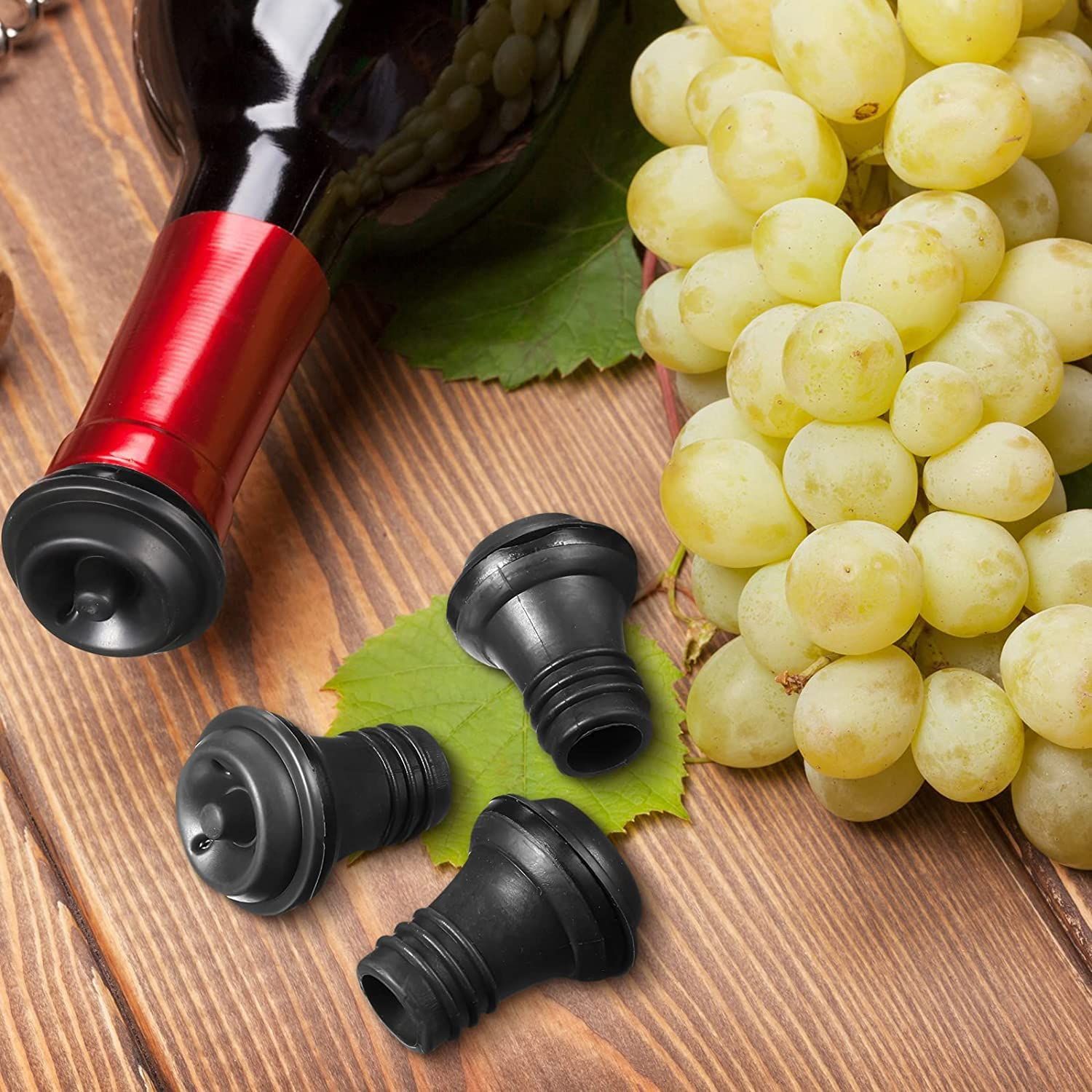 Vacuum Stoppers - Set of 3 - Gray - for Wine Bottles - Keep Wine Fresh for Up to a Week with Airtight Seal — image 5
