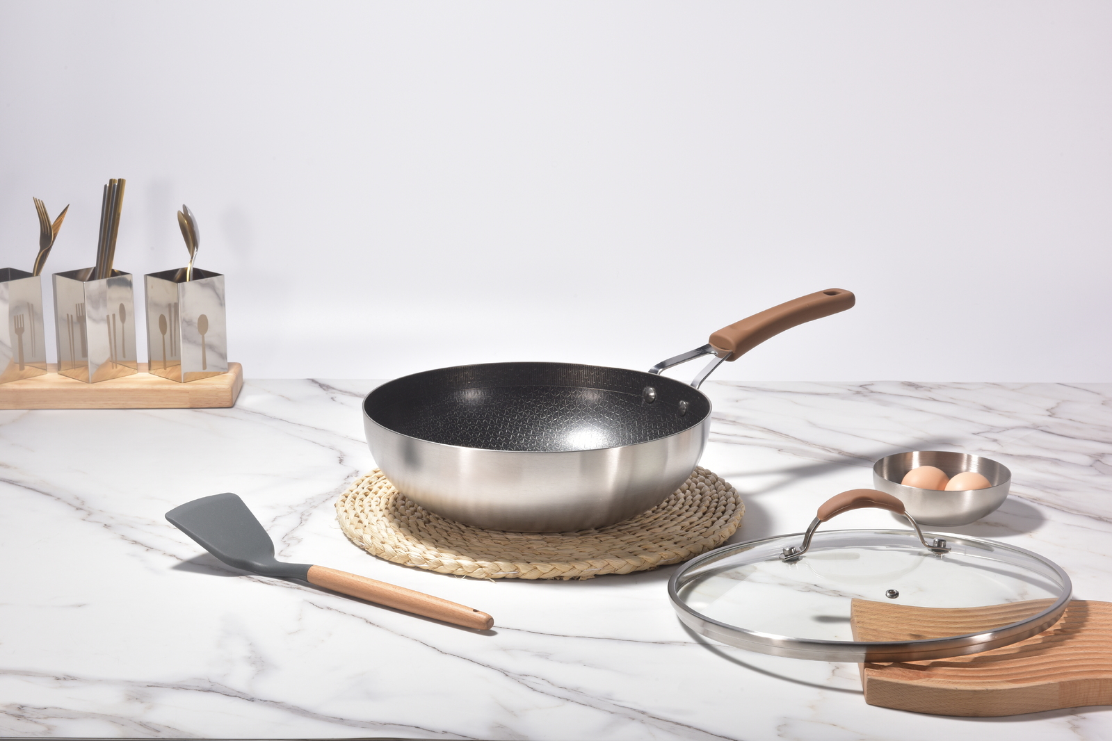 Kylin 3 Layer Stainless Steel Non Stick Noka Wok 30cm โ image 3