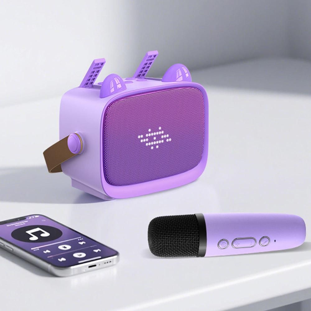 Mini Karaoke Machine - Portable MP3 Player with 2 Wireless Mics Toys & Gifts Purple โ image 2