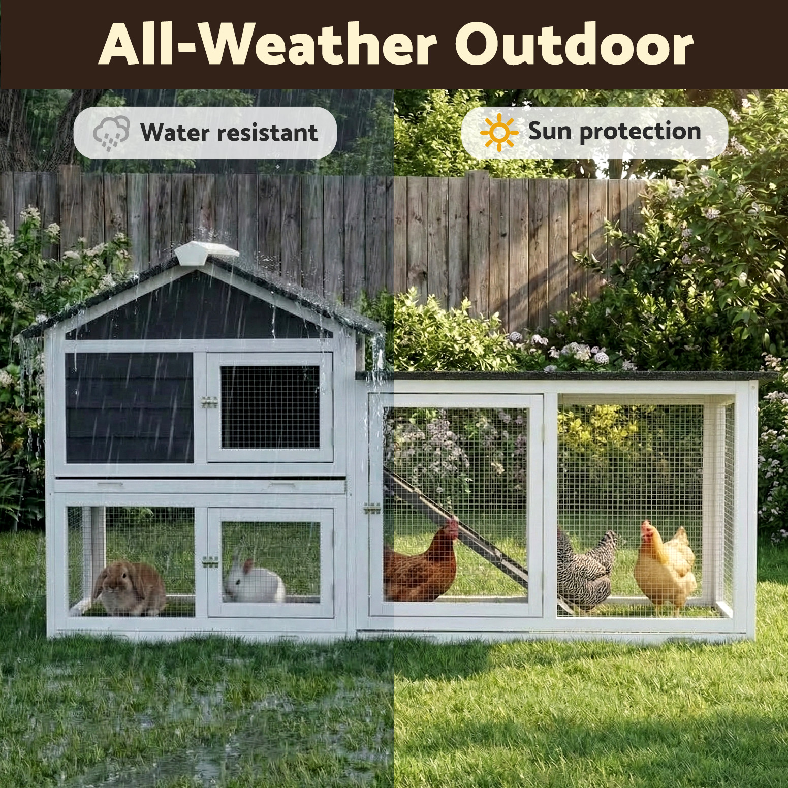 i. Pet Chicken Coop Rabbit Hutch Extra Large Wooden Run Cage House With Run Cage — image 5