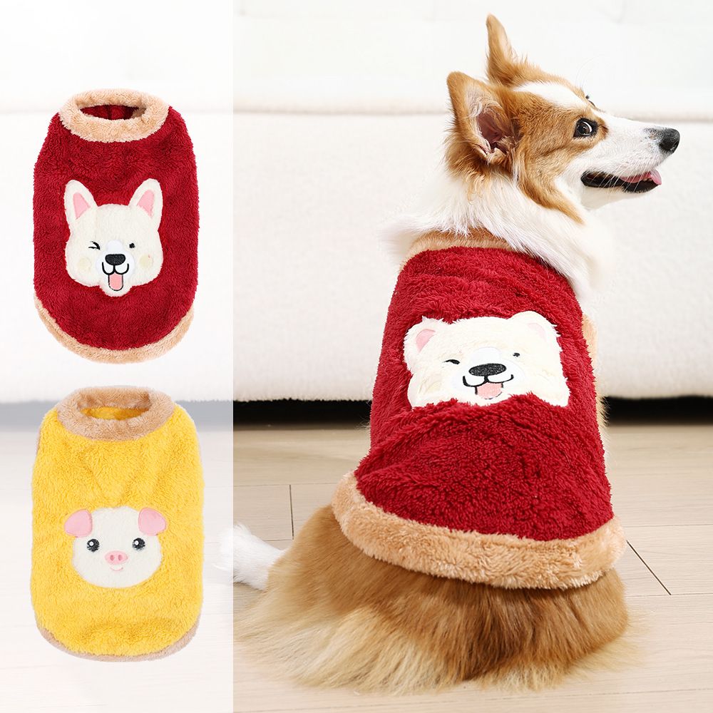 Dog Vest Fleece Winter Warm Pet Clothing Happy piggy style [pink] 4xl [recommended 11-13kg ] — image 5