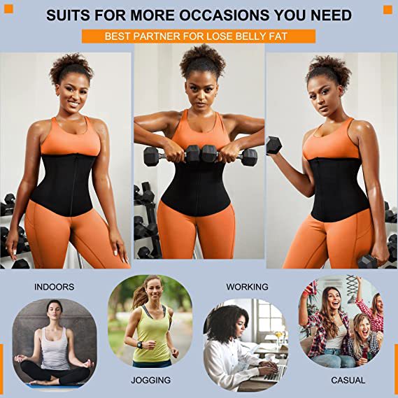 Silver Ion Sauna Waist Trainer for Women(Size S) - 2-in-1 Zipper and Hook/Eye Sweat-Wicking Sports Girdle, Postpartum Fitness Shapewear โ image 4