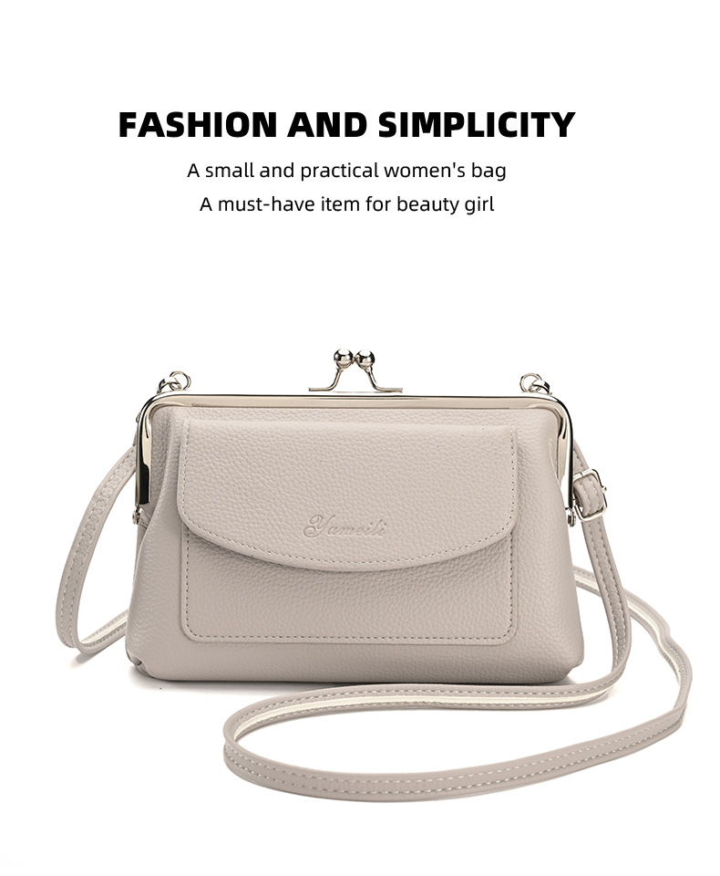 Pink Women's Vintage Kiss Lock Crossbody Bag - PU Leather Clutch Purse with Detachable Strap — image 3